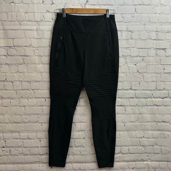 Athleta Black Headlands Hybrid Moto Tights Small Activewear Riding Biker Stretch - Picture 1 of 8